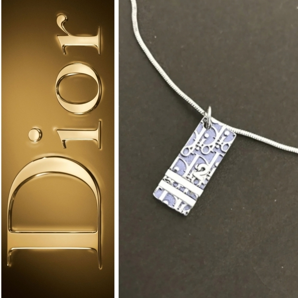 🧧NWOT Christian Dior Trotter Silver Necklace & BAG🏆+GIFT(COPY)